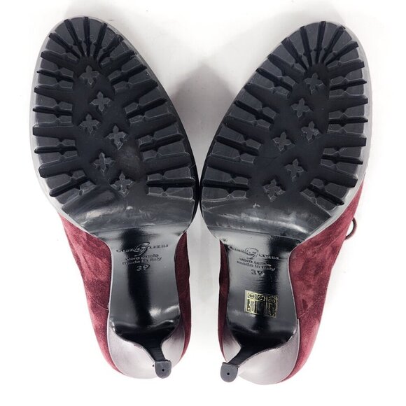 GIBELLIERI NWOB Burgundy Suede Platform Lace Up Bootie - Picture 9 of 10